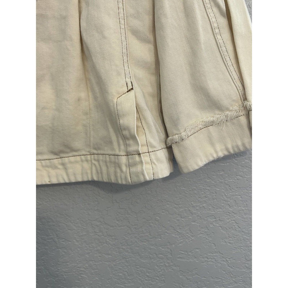 Free People Denim Jacket Long Trucker Wide Sleeves Oversize Distressed NWOT XS - Picture 8 of 15